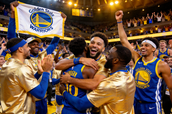 Golden State Warriors金州勇士队篮球比赛团队庆祝胜利
